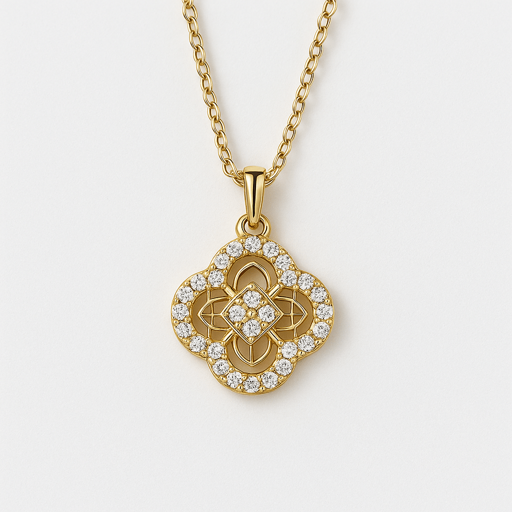 VV000000026 - S - 18KG - Crownclover Necklace - Velora Vie