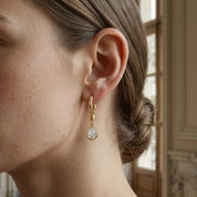VV000000011-S-18KG - Soleil Drop Hoop Earrings - Velora Vie