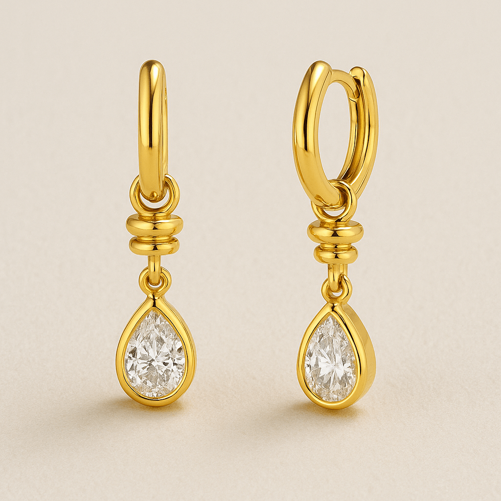VV000000011 - S - 18KG - Soleil Drop Hoop Earrings - Velora Vie