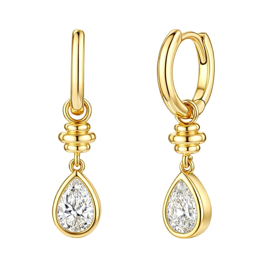 VV000000011-S-18KG - Soleil Drop Hoop Earrings - Velora Vie