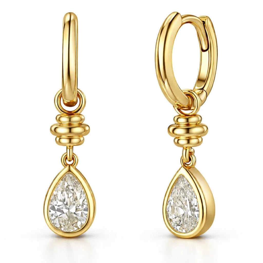 VV000000011-S-18KG - Soleil Drop Hoop Earrings - Velora Vie