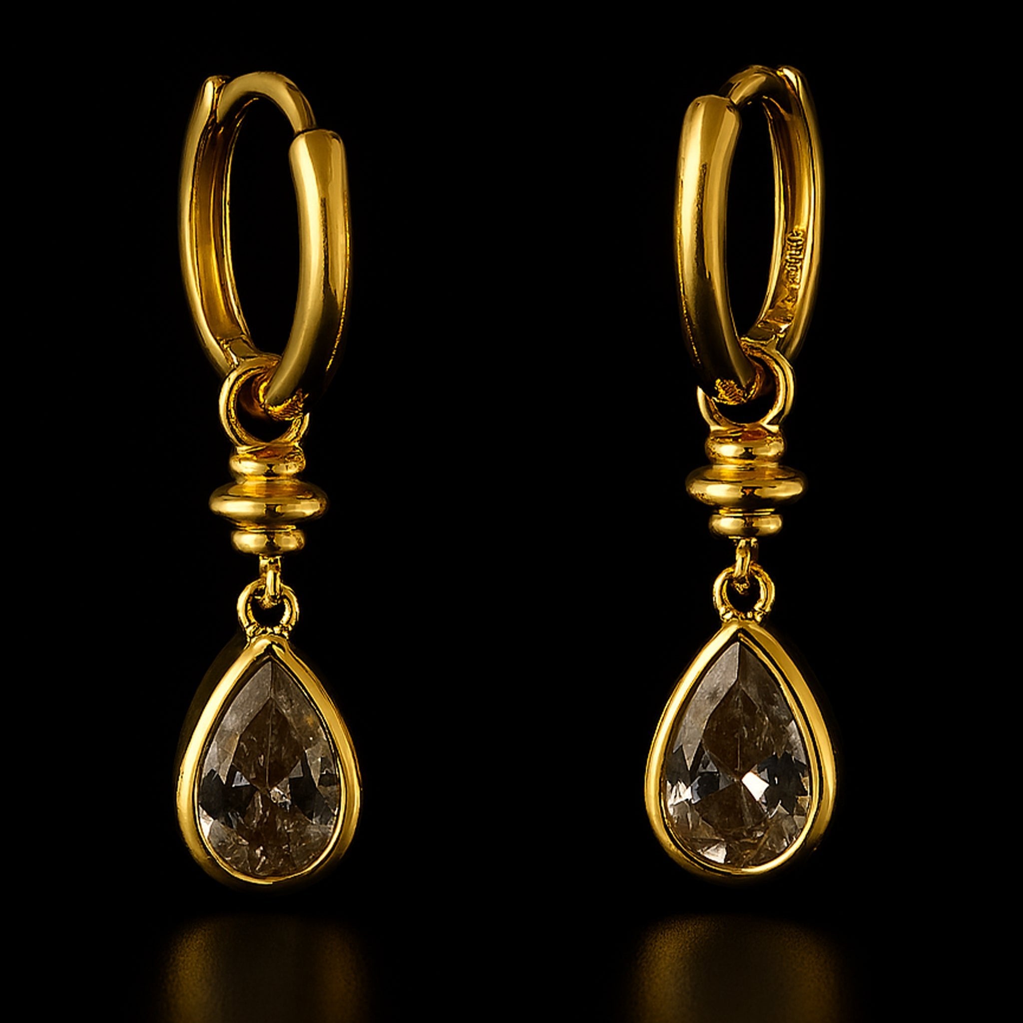 VV000000011 - S - 18KG - Soleil Drop Hoop Earrings - Velora Vie