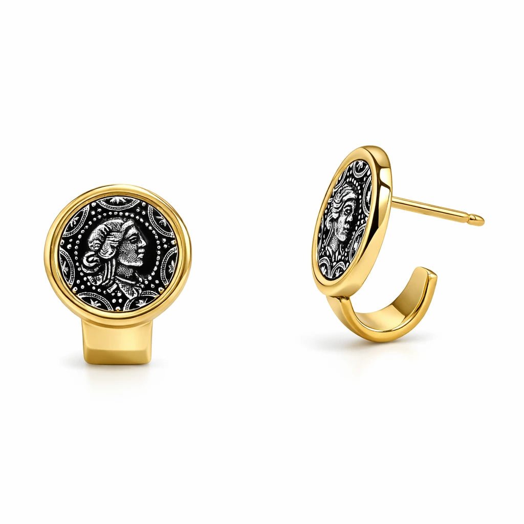 VV000000012-S-18K - Sovereign Seal Stud Earrings - Velora Vie
