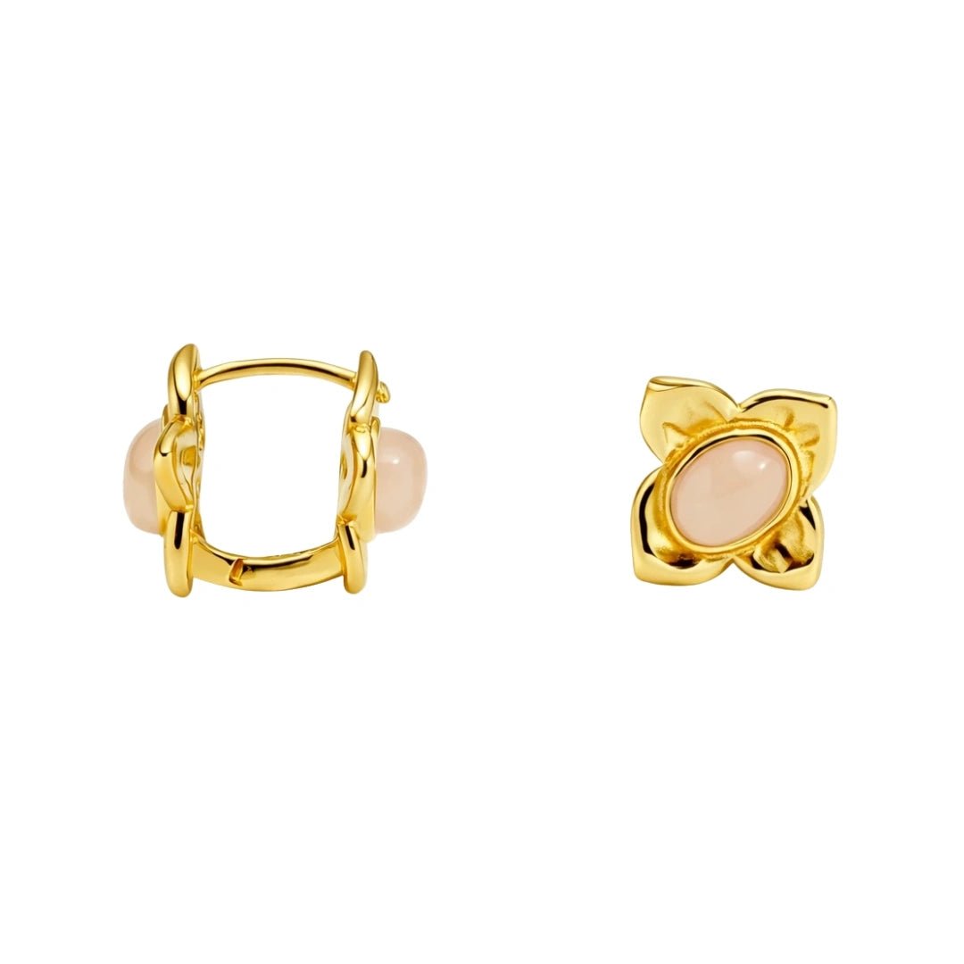 VV000000013-S-AS-18KG - Moonpetal Relic Hoop Earrings - Velora Vie
