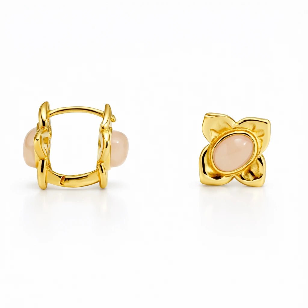 VV000000013-S-AS-18KG - Moonpetal Relic Hoop Earrings - Velora Vie
