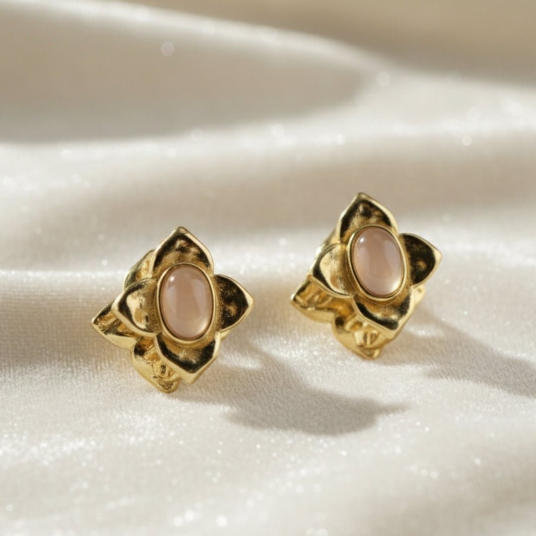 VV000000013-S-AS-18KG - Moonpetal Relic Hoop Earrings - Velora Vie