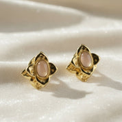 VV000000013-S-AS-18KG - Moonpetal Relic Hoop Earrings - Velora Vie