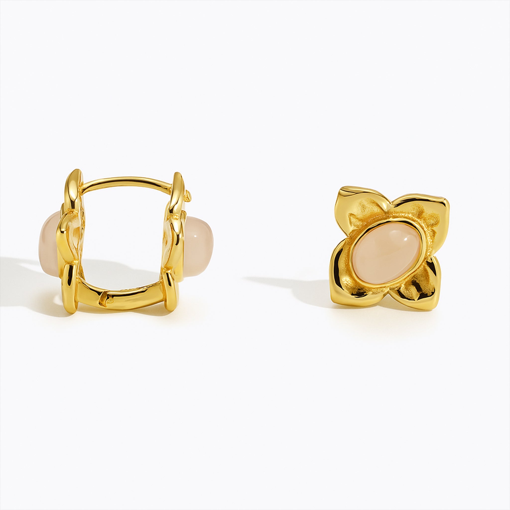 VV000000013 - S - AS - 18KG - Moonpetal Relic Hoop Earrings - Velora Vie