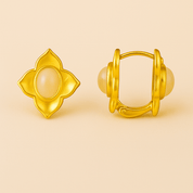 VV000000013 - S - AS - 18KG - Moonpetal Relic Hoop Earrings - Velora Vie