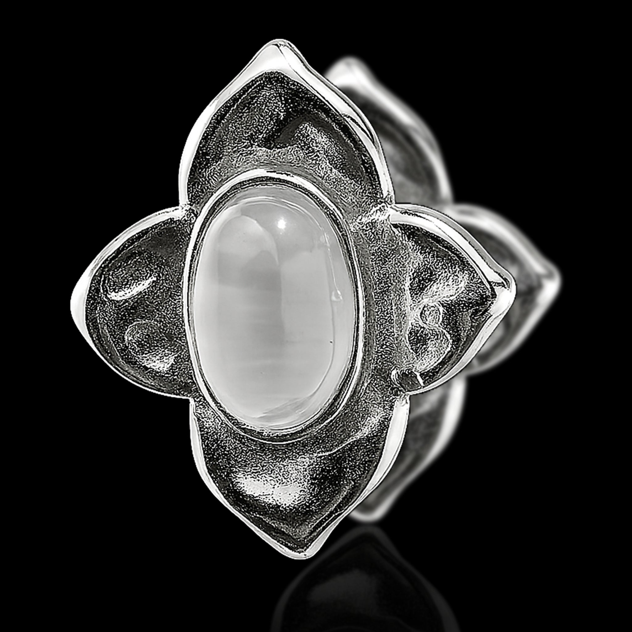 VV000000013 - S - AS - R - Moonpetal Relic Hoop Earrings - Velora Vie