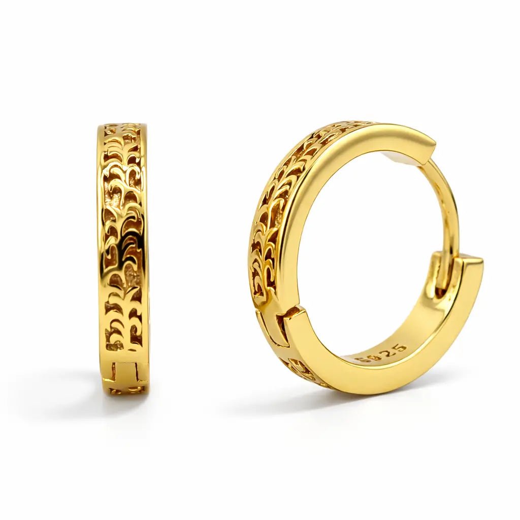 VV000000015-S-18K - The Sovereign Script Hoop Earrings - Velora Vie