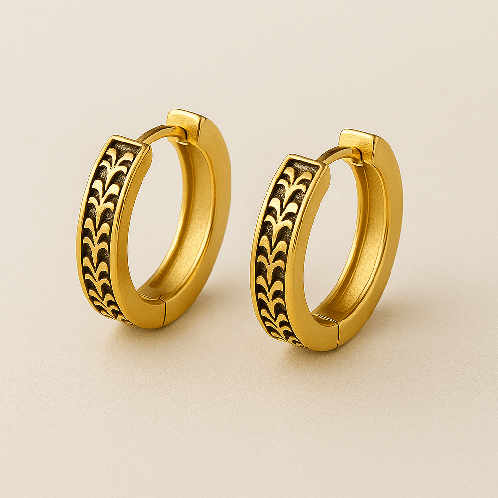 VV000000015 - S - 18K - The Sovereign Script Hoop Earrings - Velora Vie