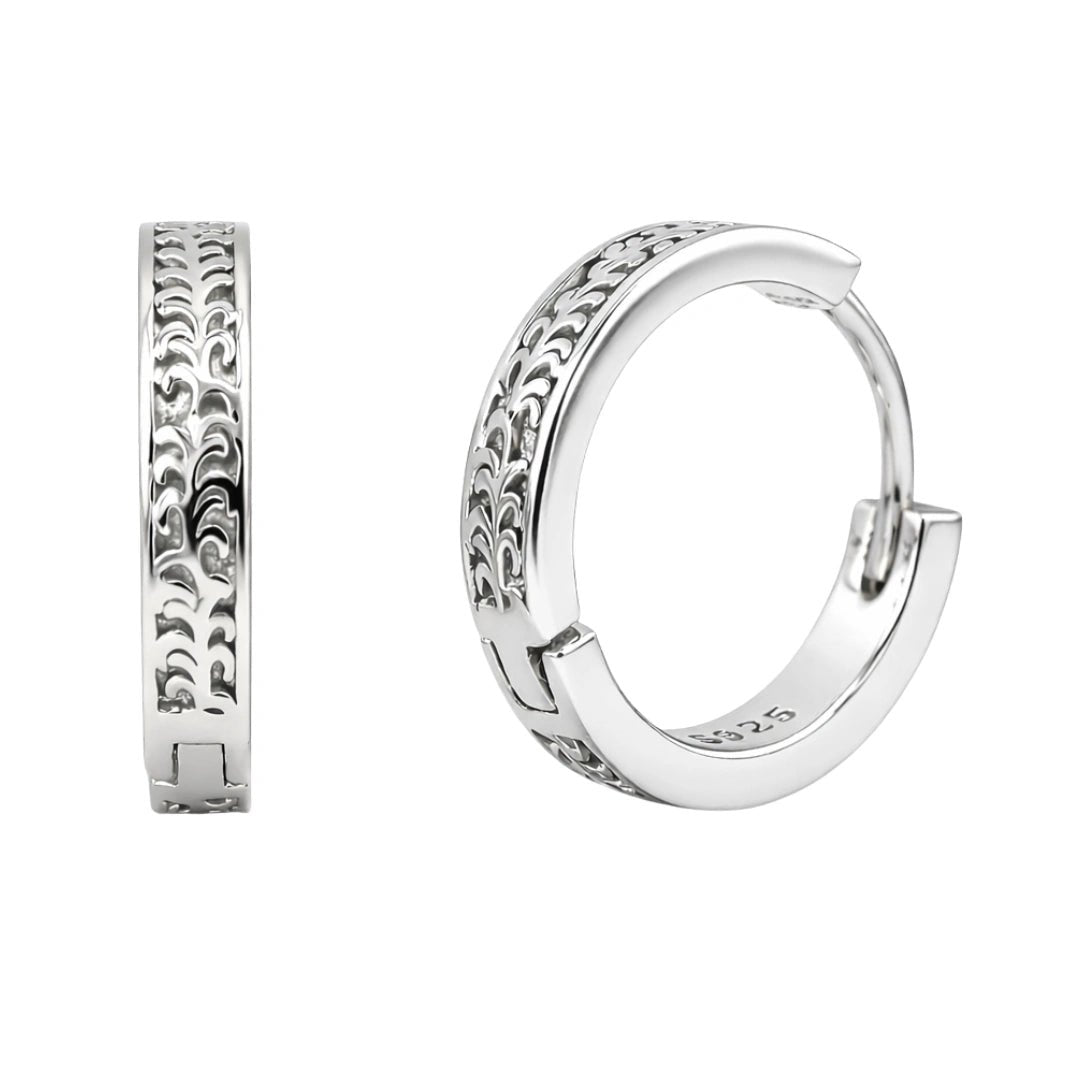 VV000000015-S-18K - The Sovereign Script Hoop Earrings - Velora Vie