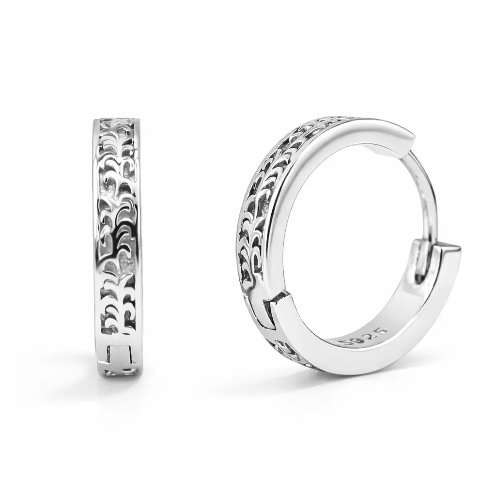 VV000000015-S-R - The Sovereign Script Hoop Earrings - Velora Vie