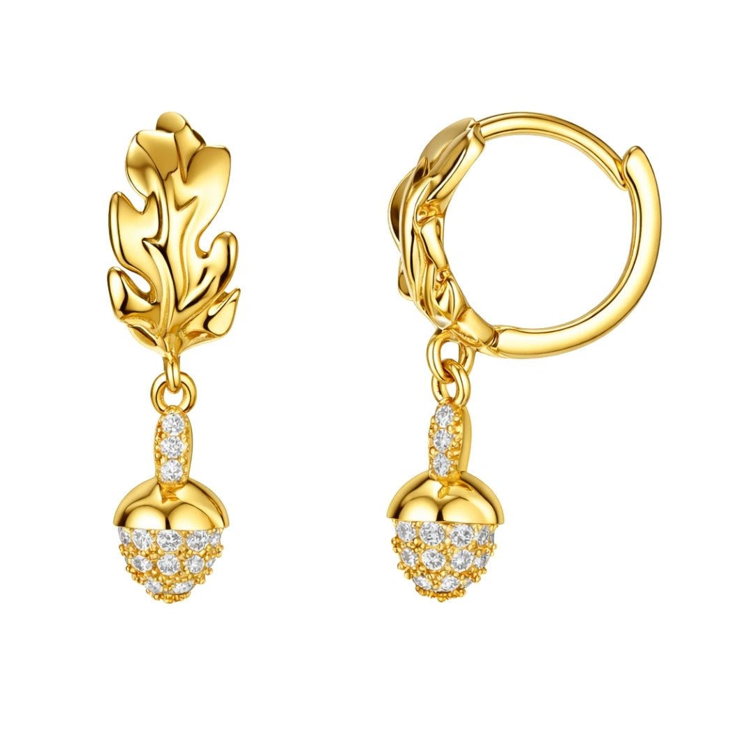 VV000000017-S-18K - Druantia’s Whisper Drop Hoops Earrings - Velora Vie