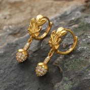 VV000000017-S-18K - Druantia’s Whisper Drop Hoops Earrings - Velora Vie