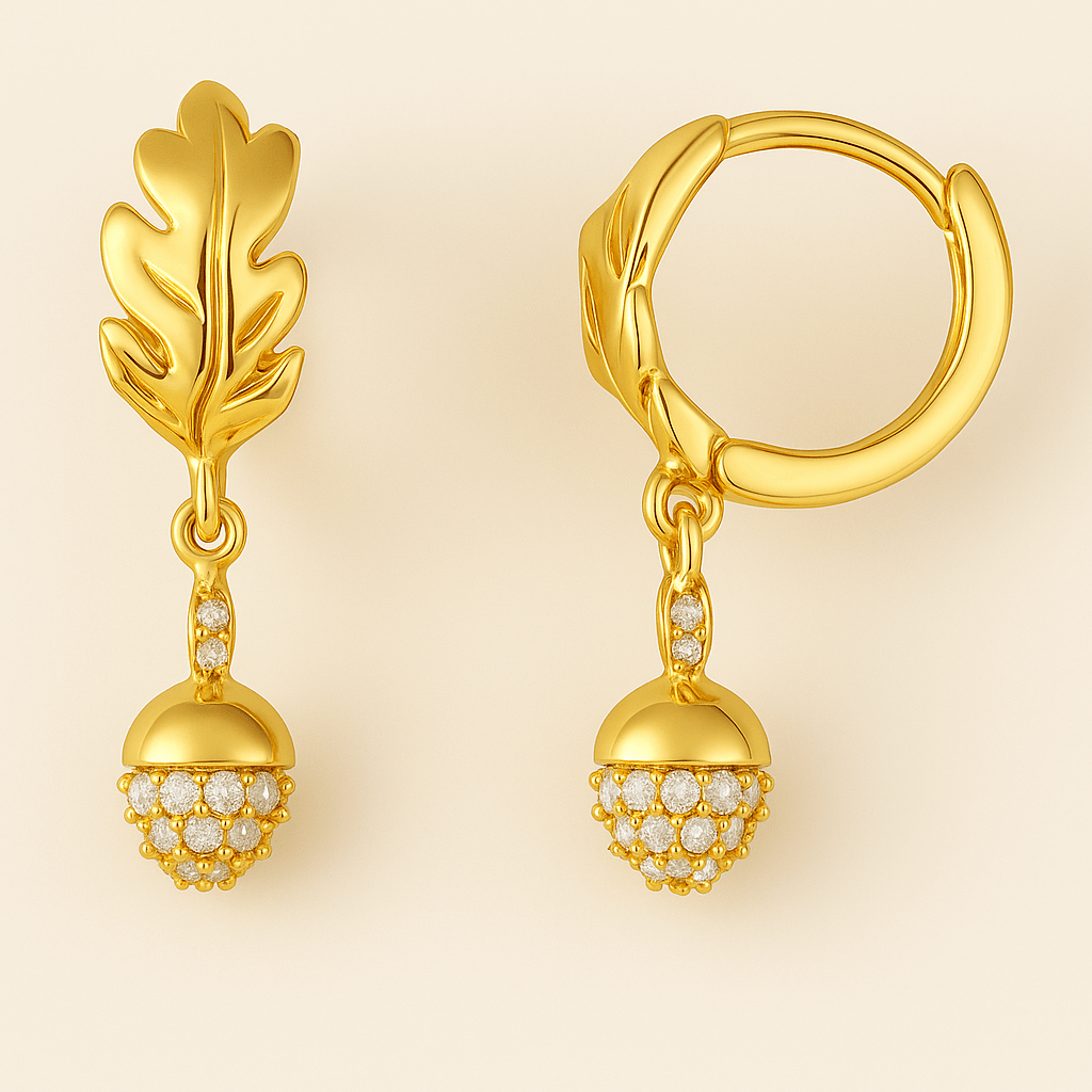 VV000000017 - S - 18K - Druantia’s Whisper Drop Hoops Earrings - Velora Vie