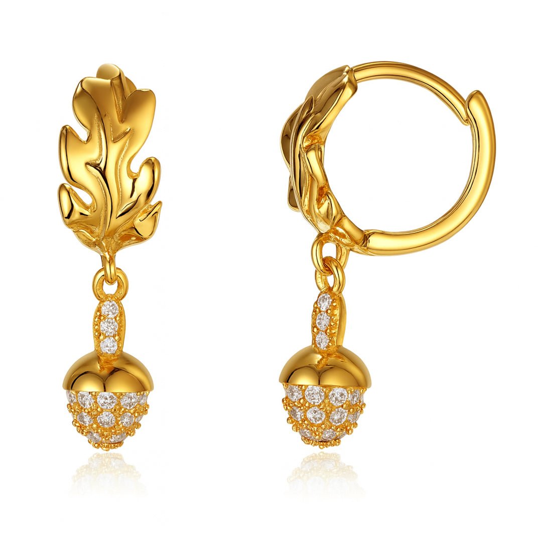 VV000000017 - S - 18K - Druantia’s Whisper Drop Hoops Earrings - Velora Vie