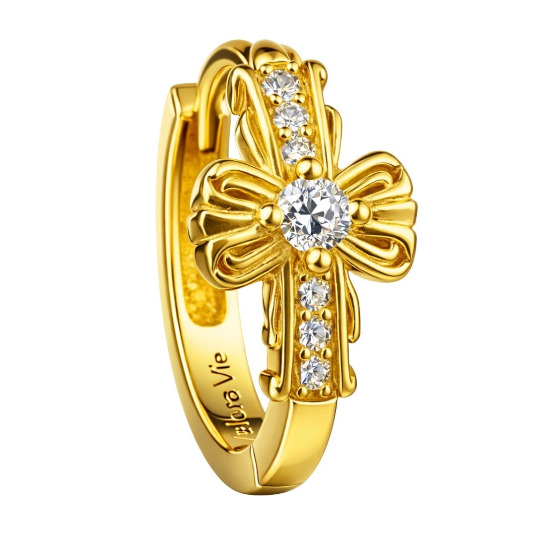 VV000000018-S-18KG - Celestine Cross Hoops Earrings - Velora Vie