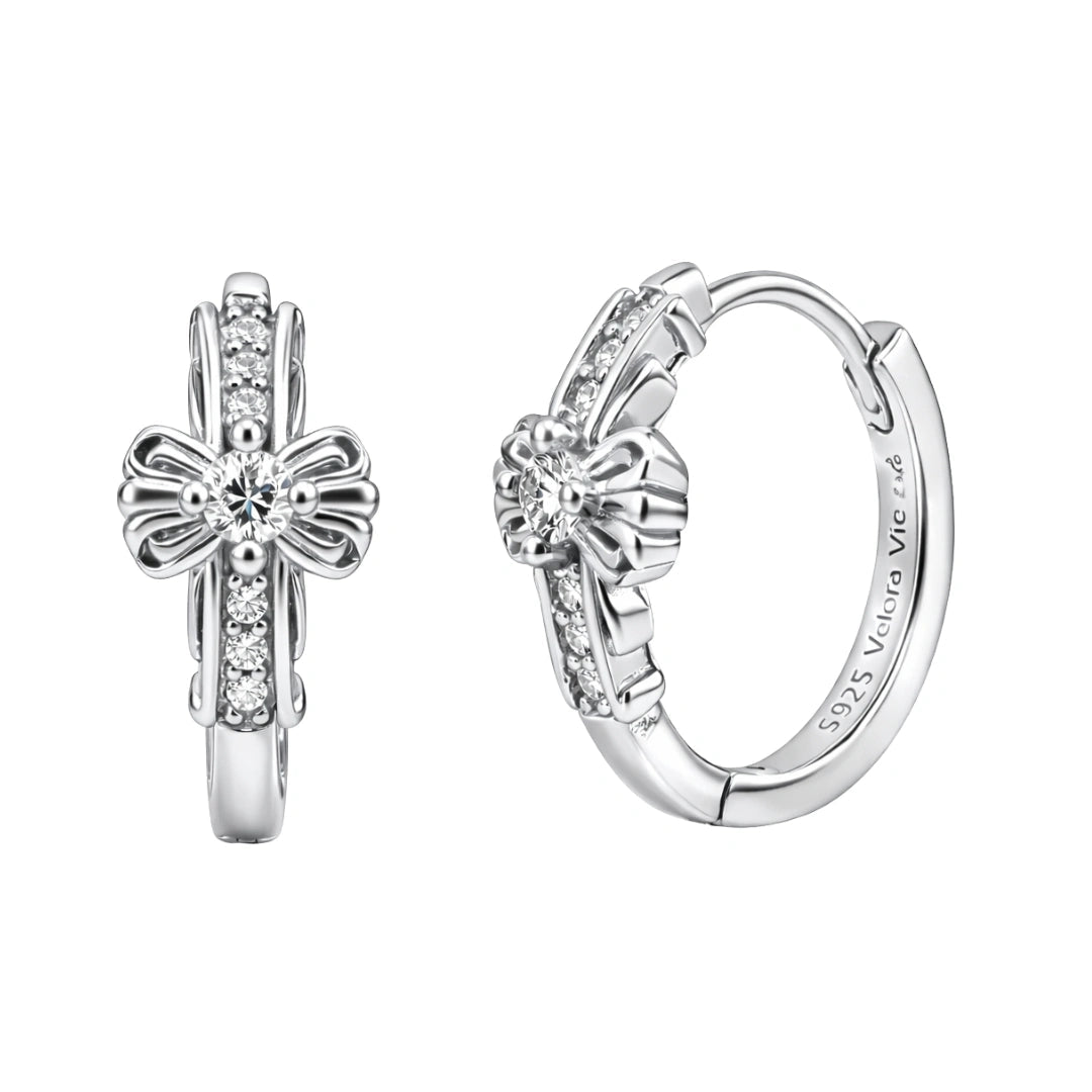 VV000000018-S-18KG - Celestine Cross Hoops Earrings - Velora Vie