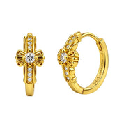 VV000000018-S-18KG - Celestine Cross Hoops Earrings - Velora Vie
