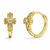 VV000000018-S-18KG - Celestine Cross Hoops Earrings - Velora Vie