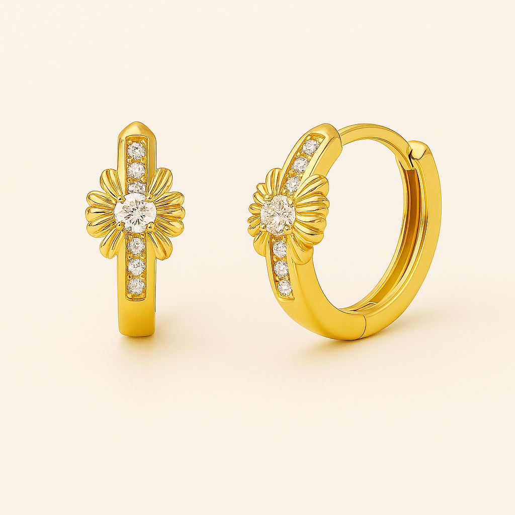 VV000000018 - S - 18KG - Celestine Cross Hoops Earrings - Velora Vie
