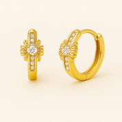 VV000000018 - S - 18KG - Celestine Cross Hoops Earrings - Velora Vie