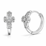 VV000000018-S-R - Celestine Cross Hoops Earrings - Velora Vie
