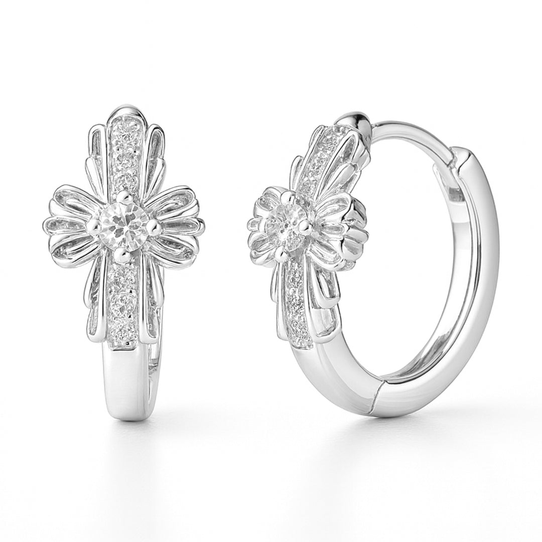 VV000000018 - S - R - Celestine Cross Hoops Earrings - Velora Vie