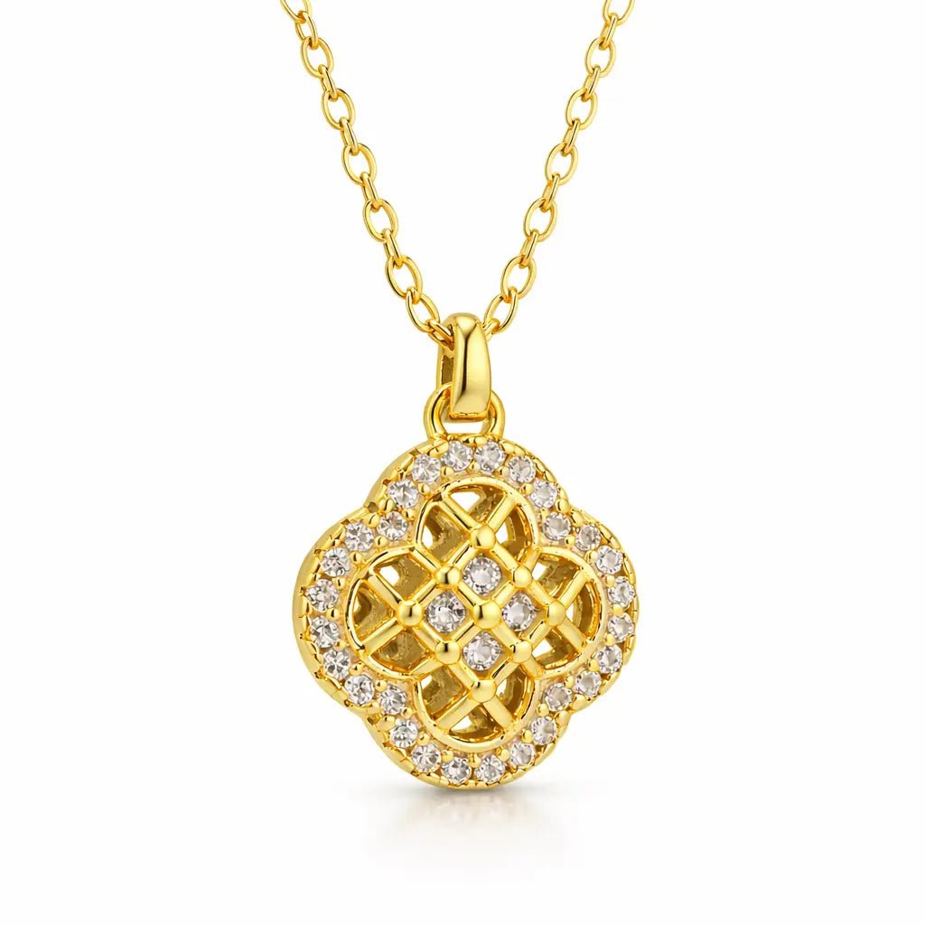 VV000000026-S-18KG - Crownclover Necklace - Velora Vie