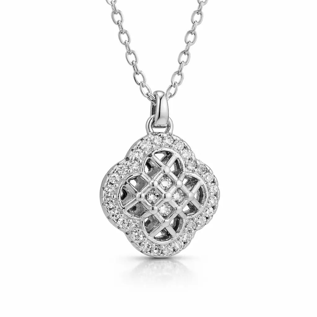 VV000000026-S-R - Crownclover Necklace - Velora Vie